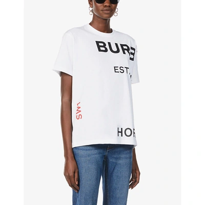 Shop Burberry Carrick Check-panel Cotton-jersey T-shirt In White