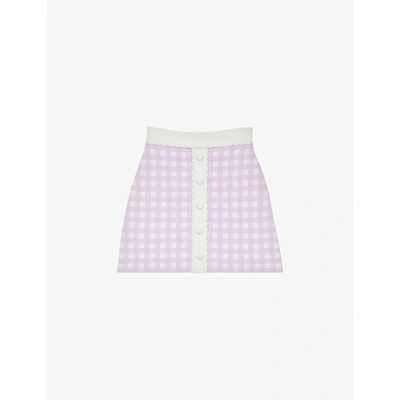 Shop Maje Womens Parma Violet Jimmy Check Woven Mini Skirt 8