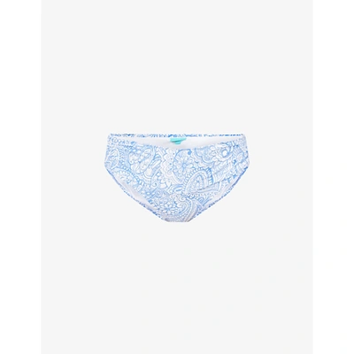 Shop Melissa Odabash Womens Azzurro Bel Air Floral-print Mid-rise Bikini Bottoms 6