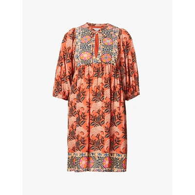 Shop Ba&sh Womens Orange 0156 Gaia Graphic-print Crepe Mini Dress S