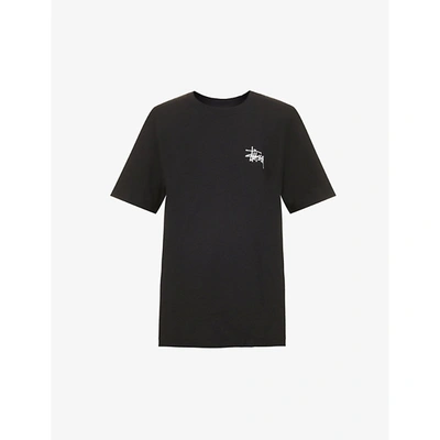 Shop Stussy Womens Black Logo-print Cotton-jersey T-shirt S