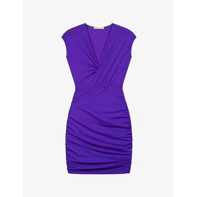 Shop Maje Womens Purple Ruchhed Detail Mini Dress 12