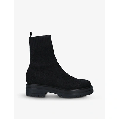 Shop Gianvito Rossi Torrance Knitted Ankle Boots In Black