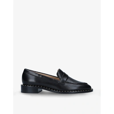 Shop Stuart Weitzman Womens Black Stud-detail Flat Leather Loafers 3