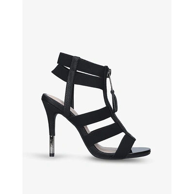 Shop Carvela Womens Black Kunning Zip-detail Ankle-strap Heels