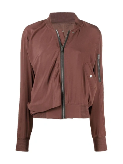 Shop Rick Owens Seb Gathered Bomber Jacket In Brown