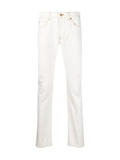 Shop Versace Mid-rise Straight-leg Jeans In White