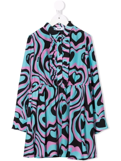 GRAPHIC-PRINT RUFFLED SHIRTDRESS