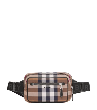 Shop Burberry Cotton-leather Belt Bag In Brown