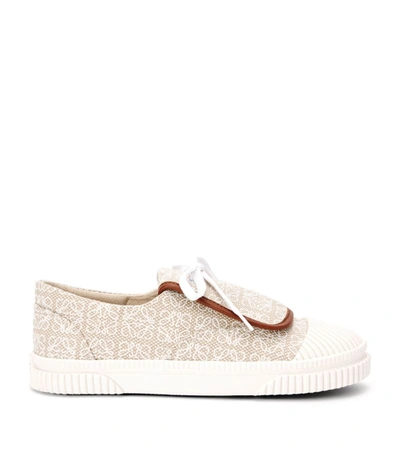 Shop Loewe Anagram Sneakers In Beige