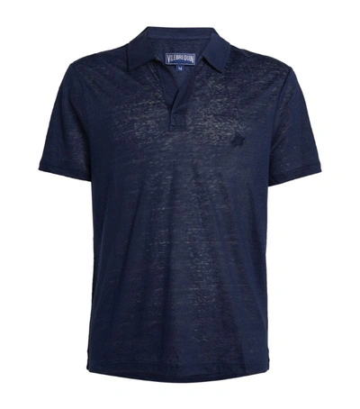 Shop Vilebrequin Linen Polo Shirt In Blue