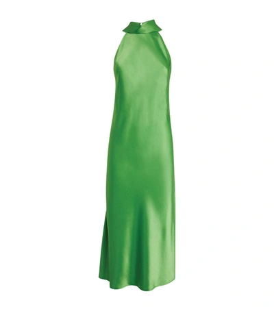 Shop Galvan Sienna Halterneck Midi Dress In Green