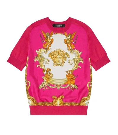 Shop Versace Medusa Renaissance Print Insert Sweater In Fux/oro