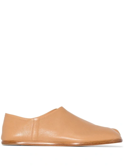 Maison Margiela Neutral Tabi Babouche Leather Slippers In Champagne Beige |  ModeSens