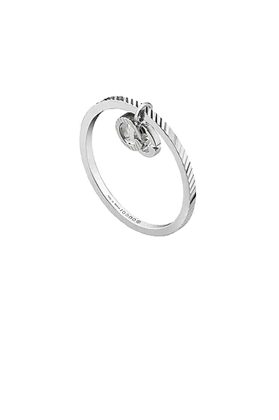 Shop Gucci Running G Ring With Gg Charm In White Gold