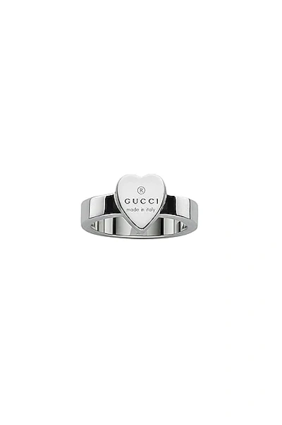 Shop Gucci Trademark Thin Heart Ring In Sterling Silver