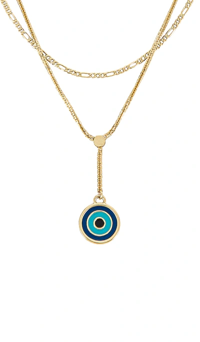 Shop Jenny Bird Evil Eye Layered Necklace In Metallic Gold