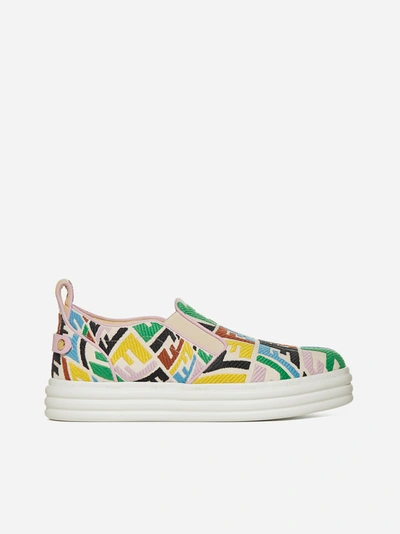 Shop Fendi Ff Vertigo Canvas Slip-on Sneakers