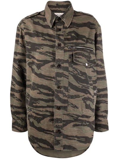 Shop Zadig & Voltaire Oversized Camouflage-print Military Shirt In Green