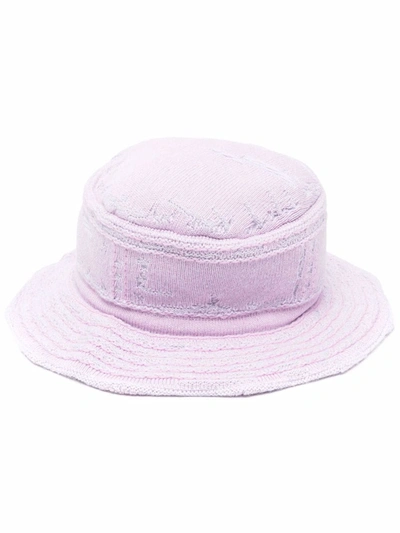 Shop Barrie Purl-knit Bucket Hat In Purple