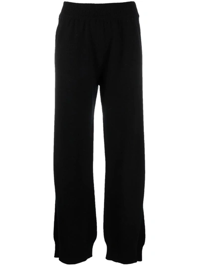 Shop Barrie Tapered-leg Cashmere Trousers In Black