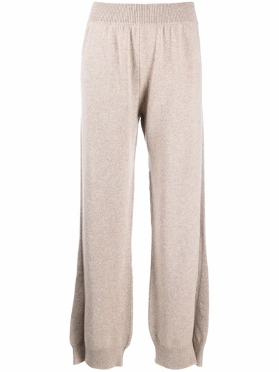 Shop Barrie Side-slit Cashmere Trousers In Neutrals