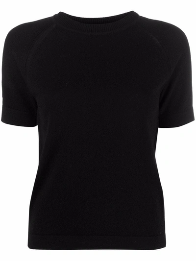 Shop Barrie Short-sleeve Cashmere Top In Black