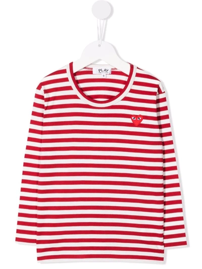 Shop Comme Des Garçons Play Striped Long-sleeved T-shirt In Red