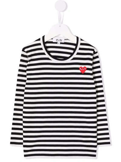 Shop Comme Des Garçons Play Striped Long-sleeved T-shirt In Black