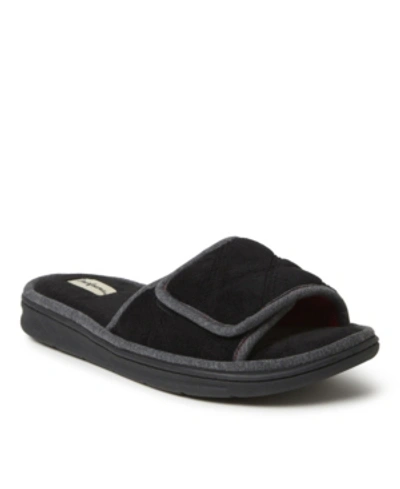 Shop Dearfoams Men's Cooper Quilted Terry Adjustable Slide Slippers In Black