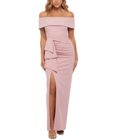 Shop Xscape Off-the-shoulder Gown In Rose Pink
