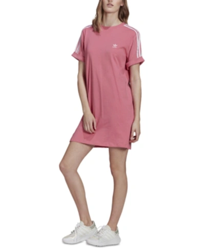 Adidas Originals Adidas Women's Cotton Striped-shoulder T-shirt Dress In  Rose Tone | ModeSens