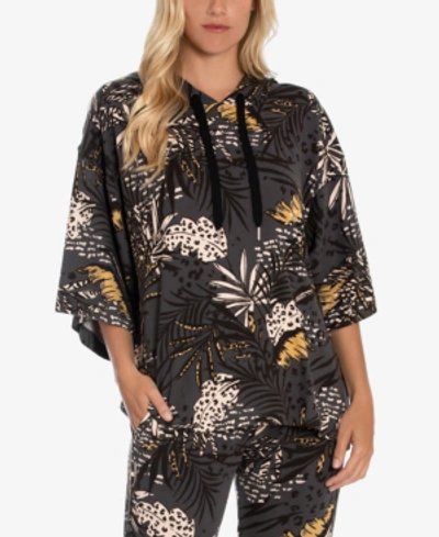 Shop Midnight Bakery Women's Riley Jungle Tropical Hacci Lounge Hoodie In Charcoal