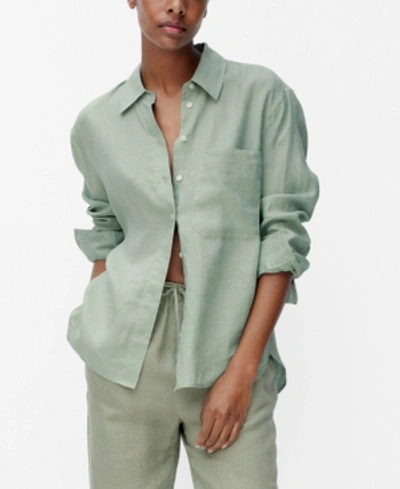 Mango Women's Linen Shirt In Green | ModeSens
