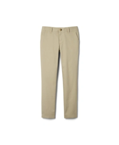 Shop French Toast Big Girls Uniform Adjustable Waist Stretch Twill Straight Leg Pant In Khaki