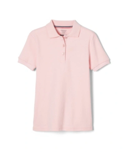 Shop French Toast Big Girls Uniform Short Sleeve Picot Collar Interlock Polo Shirt In Pink