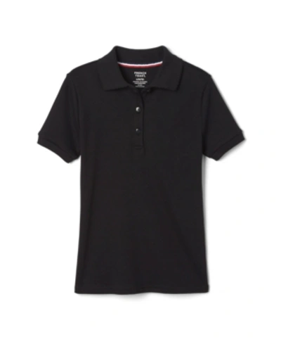 Shop French Toast Big Girls Uniform Short Sleeve Picot Collar Interlock Polo Shirt In Black