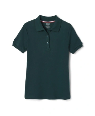 Shop French Toast Big Girls Uniform Short Sleeve Picot Collar Interlock Polo Shirt In Green