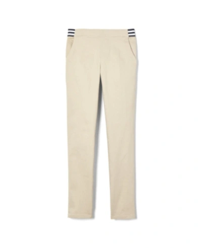 French Toast Plus Size Girls Contrast Elastic Waist Pull-on Pant In Khaki