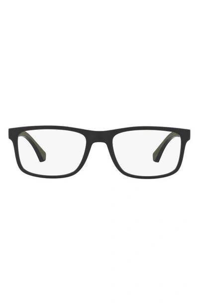 Shop Emporio Armani 53mm Rectangular Optical Glasses In Matte Black - 53mm