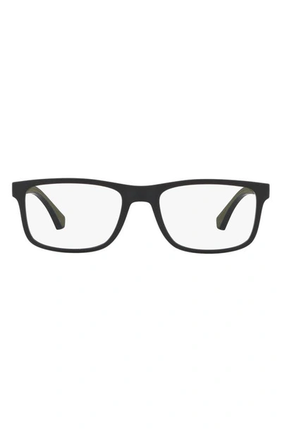 Shop Emporio Armani 53mm Or 55mm Rectangular Optical Glasses In Matte Black - 55mm