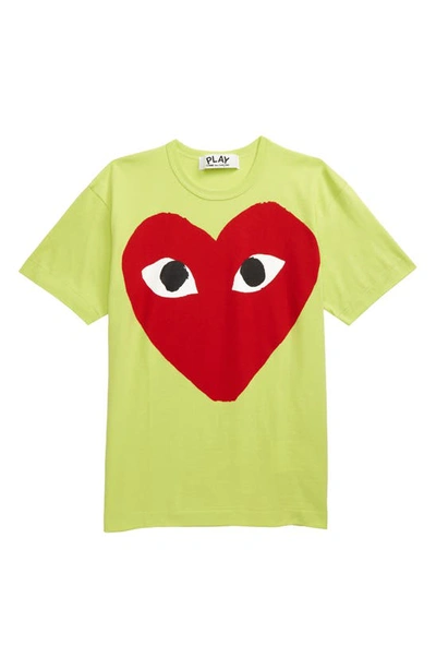 Shop Comme Des Garçons Big Red Heart Neon Graphic Tee In Green