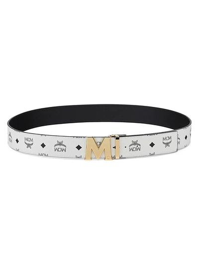 Shop Mcm Men's Claus M Reversible Logo Belt In White