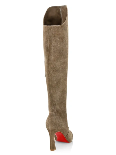 Shop Christian Louboutin Eleonor Tall Velour Boots In Brown