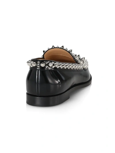 Shop Christian Louboutin Mattia Spikes Leather Loafers In Black