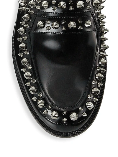 Shop Christian Louboutin Mattia Spikes Leather Loafers In Black