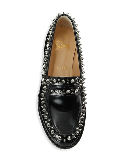 Shop Christian Louboutin Mattia Spikes Leather Loafers In Black