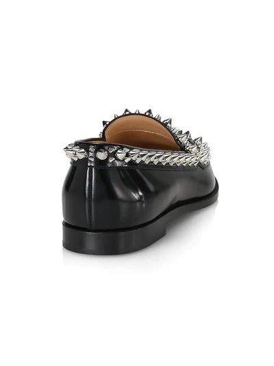Shop Christian Louboutin Mattia Spikes Leather Loafers In Burgundy