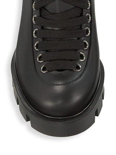 Shop Christian Louboutin Women's Macademia 100 Lug-sole Leather Combat Boots In Black