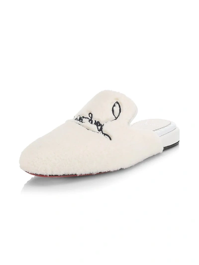 Shop Christian Louboutin Navy Coolito Donna Flat Loafers In Version White